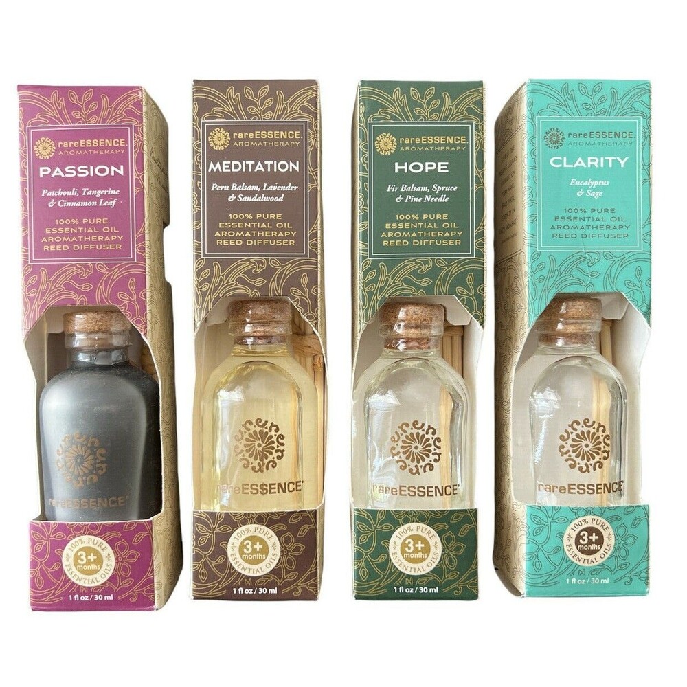 rareESSENCE Aromatherapy Set - Passion, Meditation, Hope & Clarity with Sticks